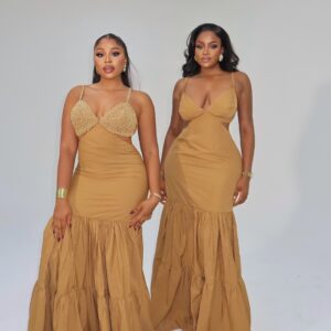 SERENA PLAIN AND BEADED DRESS